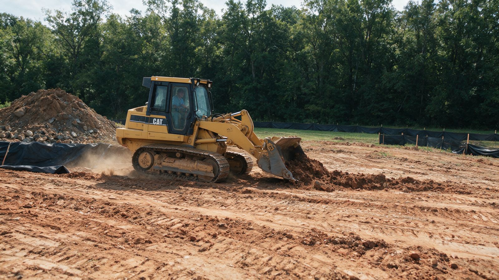 Tracked mulcher clearing overgrown brush and saplings in Concord, NC